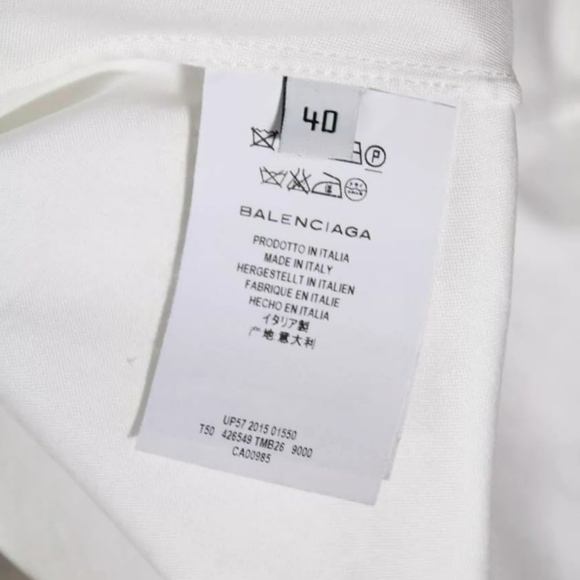 Balenciaga Womens Short Sleeve Asymmetric Button Up Blouse White Size 40 (US 8) - Picture 4 of 6
